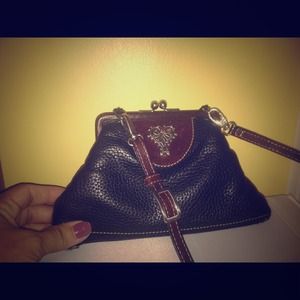 Small change purse with  long cross body strap