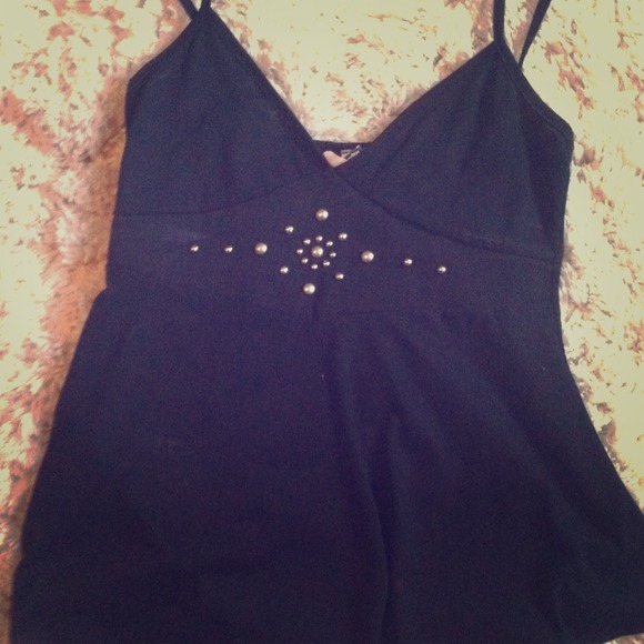 Black embellished tank