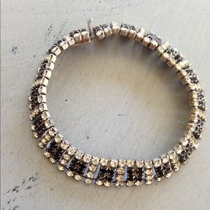 Vintage diamond and black rhinestone bracelet