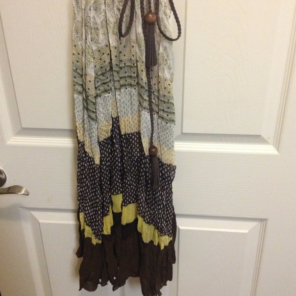 Boho Chic Ivory/Brown Dress - Picture 3 of 4