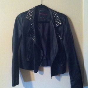 💢sold💢faux leather studded Moto jacket