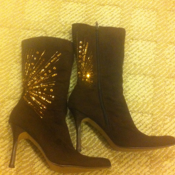 Brown suede boots