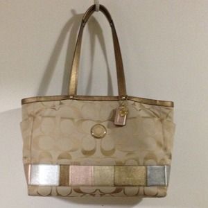 ‼️REDUCED‼️ Coach signature stripe multicolor tote