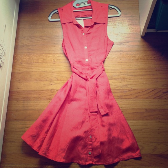 A coral dress