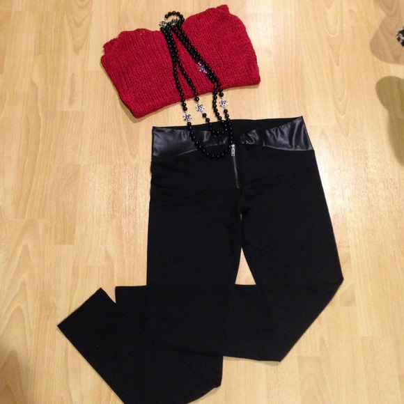 ❌SOLD❌ low rise spandex legging with front zipper