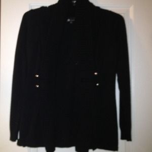 Longer black sweater. Military style. Medium