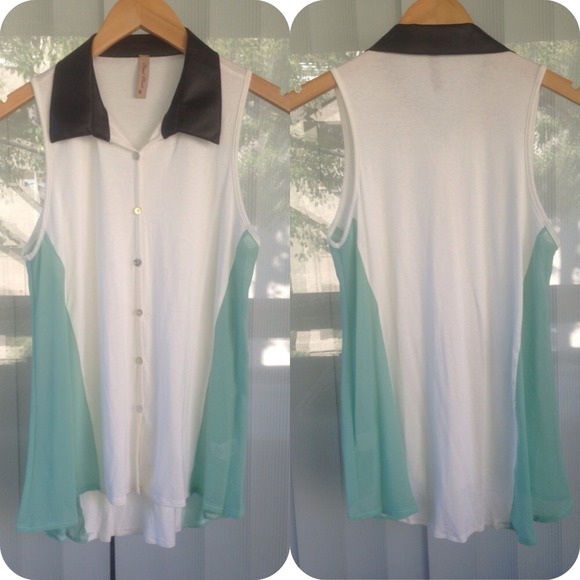 NEW Faux Leather Color Mix Top