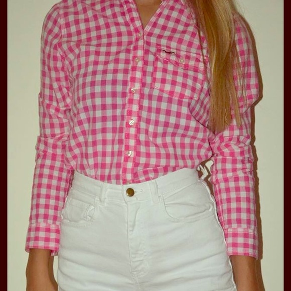 pink and white button up shirt!