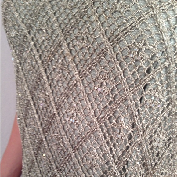 Carmen Marc Valvo Metallic Gunmetal Beaded Gown - Picture 4 of 4