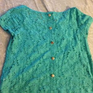 Green lace back top