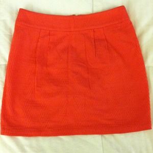 Coral mini Skirt with Gold Zipper