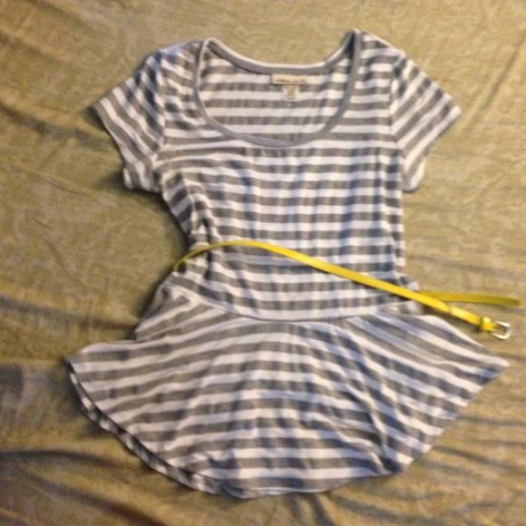 Peplum grey and  white top