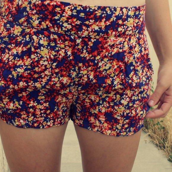 Floral shorts.