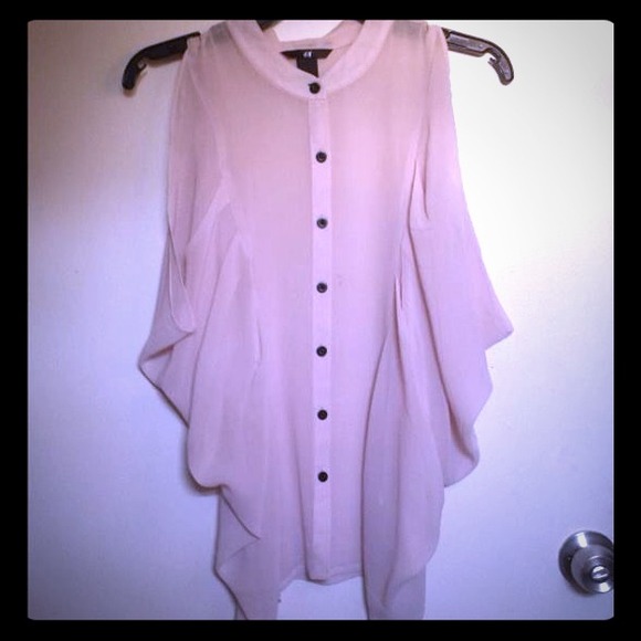 Chiffon Pastel Peach Button Up Blouse