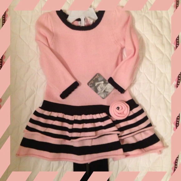 ⭕Sold⭕Pink and black striped dress! Toddler - Picture 1 of 3
