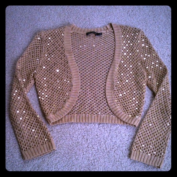 Sequin cropped shrug cardigan