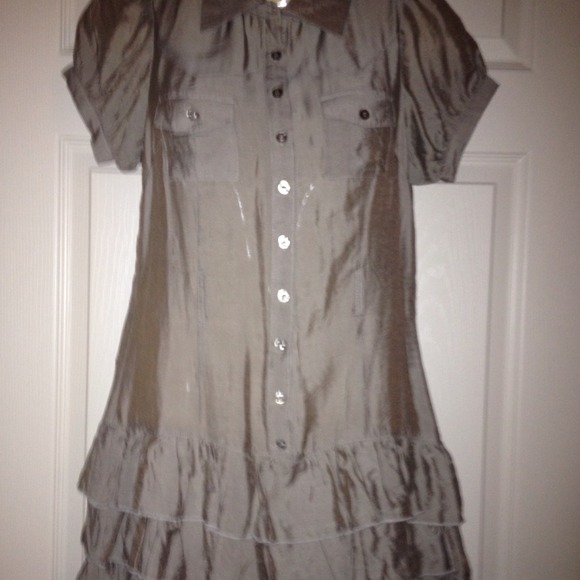 Khaki colored tiered dress