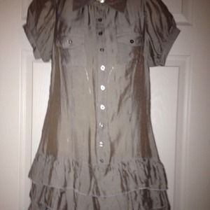 Khaki colored tiered dress