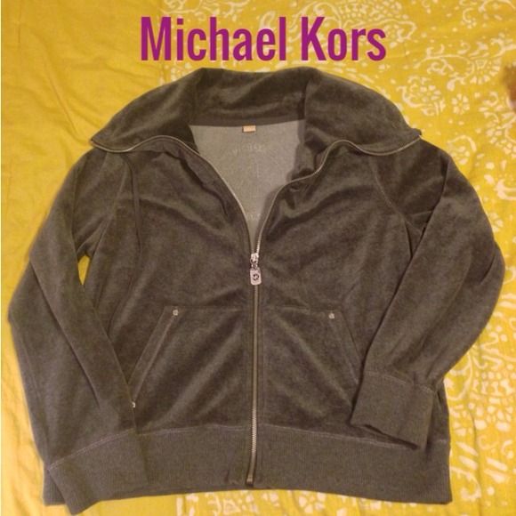Michael Kors Grey Velour track sweater in large