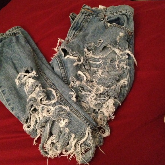 Handmade Distressed Levi Denim - Picture 2 of 4