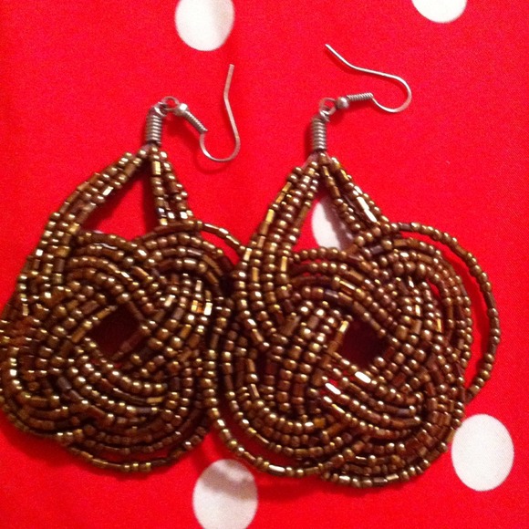 Golden Brown  Color Beaded Earings