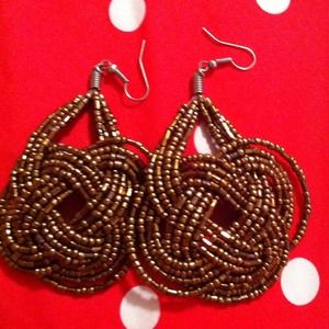Golden Brown  Color Beaded Earings
