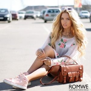 Floral Printed White Irregular Sweater