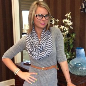 Chevron Sheer Infinity Scarf Black & White.