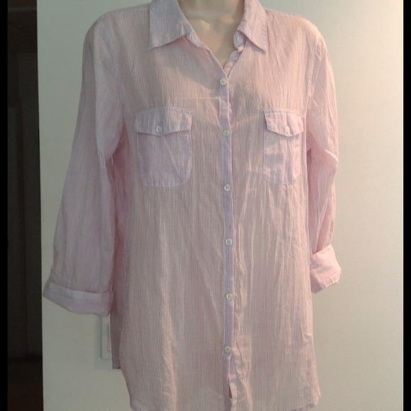 Urban Outfitters pale pink pin striped blouse