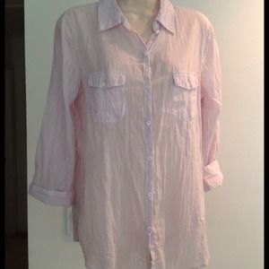 Urban Outfitters pale pink pin striped blouse