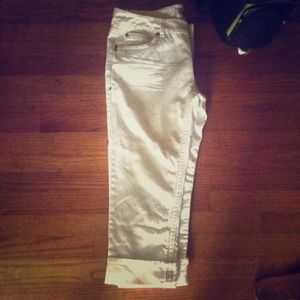 Cropped white jeans