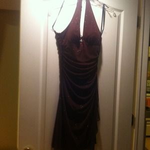 Brown with gold sparkles knee length dress