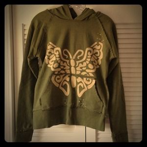 Green butterfly hooded sweatshirt