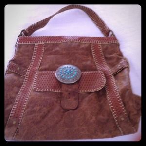 BEAUTIFUL. Brown purse. Turquoise buckle.
