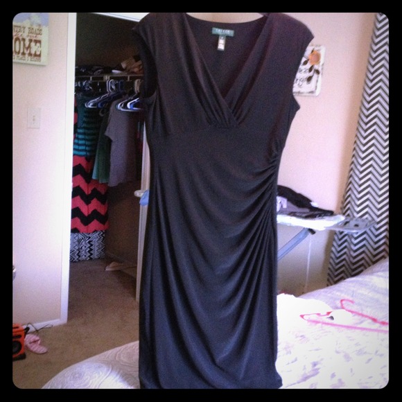 RALPH LAUREN BKL DRESS sz 12 CAP SLEEVES w/RUCHE