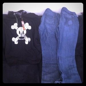2 pair Joe Jeans sz 30 and Paul frank hoodie
