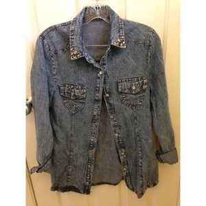 BUNDLE: denim button down & black purse