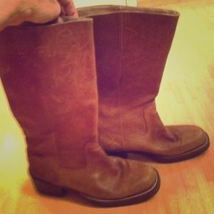 Vintage Brown Leather Tall Riding Boots AEO