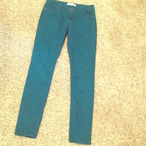 Teal skinny jeans