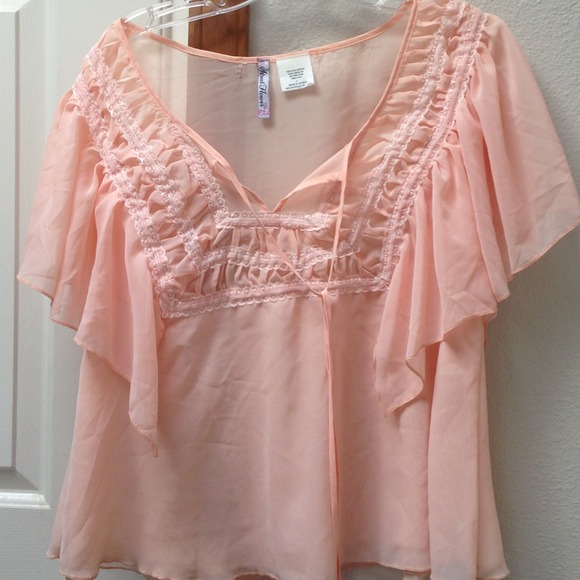 Sheer peach blouse