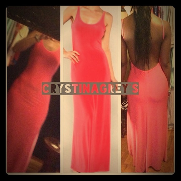 Salmon maxi dress