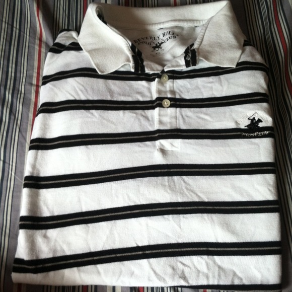 Beverly Hills Polo collar tee with black strips