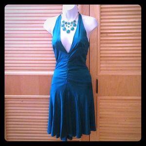 Teal satin inlet dress