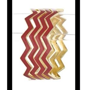Chevron Cuff Bracelet - Red
