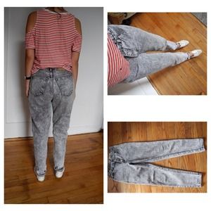 Vintage High waist grey mineral wash denim jeans
