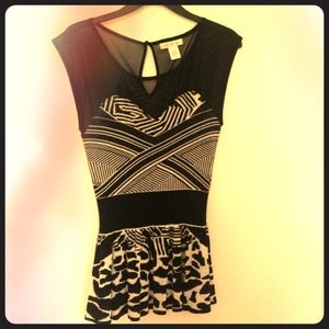 Black & white peplum top