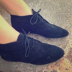 💕SOLD💕Black Faux Suede Lace Up Booties