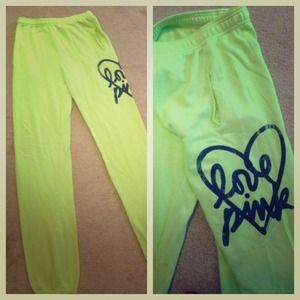 PINK - Lime green sweatpants