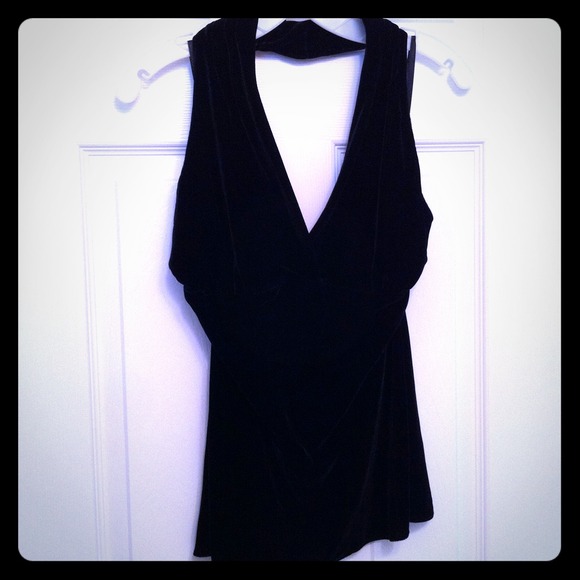 Black velveteen halter top