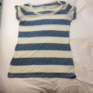 Off white and blue striped tee